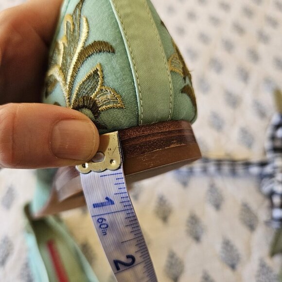 Beverly Feldman Love Diamonds Green Mesh Embroidered Flats with Pink Bows 8.5 M - Picture 8 of 15